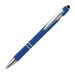 Blauer Aluminium-Kugelschreiber: Modernes Design, blaue Mine, Touchfunktion, gemusterte Griffzone, stilvolle Silberapplikationen. Personalisiert mit Ihrem Logo
