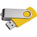 Gelber USB-Stick Twister 2.0 mit 8GB Speicher und gravierbarem Aluminiumclip – auffälliges Werbegeschenk.