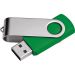 Grüner USB-Stick Twister 2.0 mit 16GB Speicher, Aluminiumclip und personalisierbarer Lasergravur – ideal als umweltfreundliches Werbegeschenk.
