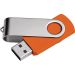 Oranger USB-Stick Twister 2.0 mit 16GB Speicher, Aluminiumclip und personalisierbarer Lasergravur – ideal als lebhaftes Werbegeschenk.