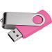 Pink USB-Stick Twister 2.0 mit 16GB Speicher, Aluminiumclip und personalisierbarer Lasergravur – ideal als trendiges Werbegeschenk.