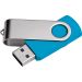 Hellblauer USB-Stick Twister 2.0 mit 16GB Speicher, Aluminiumclip und personalisierbarer Lasergravur – ideal als frisches Werbegeschenk.