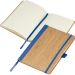 Blaues Notizbuch mit Bambus-Cover und recyceltem Polyester, ideal für Logo-Werbung.