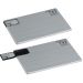 USB-Karte aus Metall mit ausklappbarem Anschluss und Gravurfläche, ideal für Logos und stilvolle Werbebotschaften.