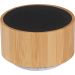 Bluetooth-Lautsprecher mit Bambusummantelung, Mini-USB, Kartenslot und Unterbodenbeleuchtung. Stilvolles Design für beeindruckenden Sound.