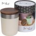 Edler Vakuum-Tumbler aus recyceltem Edelstahl mit 300 ml Volumen. Hält Getränke lange heiß oder kalt. Der Akazienholz-Deckel sorgt für sicheren Verschluss und natürliche Optik. Gravierte Werbung setzt Ihre Marke stilvoll in Szene – ideal als hochwertiges 