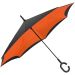 Leichter, praktischer Regenschirm aus hochwertigem Pongee-Material in Orange. Mit Handgelenkgriff für freie Hände im Regen.