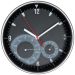 Moderne Wanduhr mit Thermometer und Hygrometer, Werbedruck auf hochwertigem Glas, ideal für Büro und Wohnzimmer.