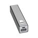 Bild einer hochwertigen Powerbank aus Metall mit einer Kapazität von 2.200 mAh. Das robuste Metallgehäuse gewährleistet Langlebigkeit und stilvolles Design. Enthält Mini-USB und USB-Ladekabel für bequemes Aufladen unterwegs. 