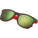 Modische rote Sonnenbrille mit verspiegelten Gläsern und individueller Werbung. Trendiges Design, UV-Schutz und Tragekomfort für einen stylischen Look!