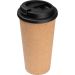 Doppelwandiger, auslaufsicherer Trinkbecher aus Kunststoff mit Korkummantelung, 400 ml, personalisierbar mit Logo.
