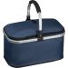 Dunkelblauer Einkaufskorb aus strapazierfähigem Polyester mit Kühlfunktion und Aluminium-Griff, bis zu 15 kg Tragkraft.