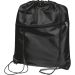 Schwarze Gymbag RPET: Umweltfreundlich, wasserabweisend, mit Vorfach und Kordelzug.