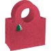 Rote Filztasche mit Tannenbaum-Anhängern, hochwertigem Filz und Platz für Ihr Logo – festlich und ideal für Geschenke.