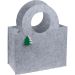 Silbergraue Filztasche mit Tannenbaum-Anhängern, hochwertigem Filz und Platz für Ihr Logo – festlich und ideal für Geschenke.
