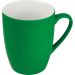 Grüne Porzellantasse mit gummierter Oberfläche, 300 ml, nicht spülmaschinengeeignet, modernes Design, personalisierbar durch Lasergravur.