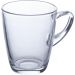 Elegante Glas-Tasse mit 320 ml Fassungsvermögen, stabilem Henkel, mikrowellen- und spülmaschinengeeignet, personalisierbar.