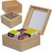 Stilvolle Holz-Aufbewahrungsbox für 40 Teebeutel mit Glasdeckel und unterteilten Fächern, ideal zur Präsentation und Aufbewahrung von Teesorten.