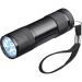 Schwarze Aluminium-COB-Taschenlampe von MrGift: Praktische Handschlaufe, Batterien und Box inklusive. Perfektes Werbegeschenk